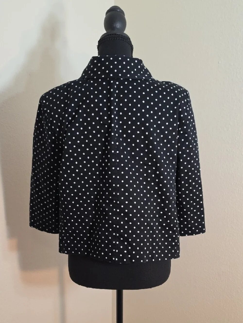 Dress Barn Black Polka Dot Cropped Blazer